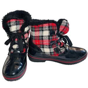 Champion Faux Fur & Plaid‎ Winter Boots - Women's Size 8